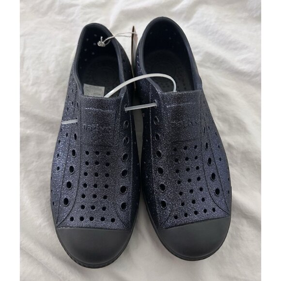 Native Jefferson Glitter Bling Onyx Slip On Shoes Waterproof Size J2 NWT - Picture 1 of 4